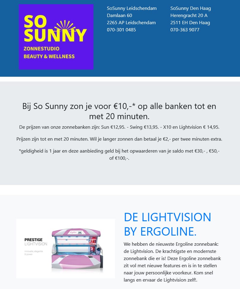 SoSunny Zonnestudio Leidschendam en Den Haag